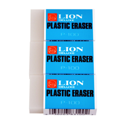 Translucent White Plastic Erasers, 3 ea/pack